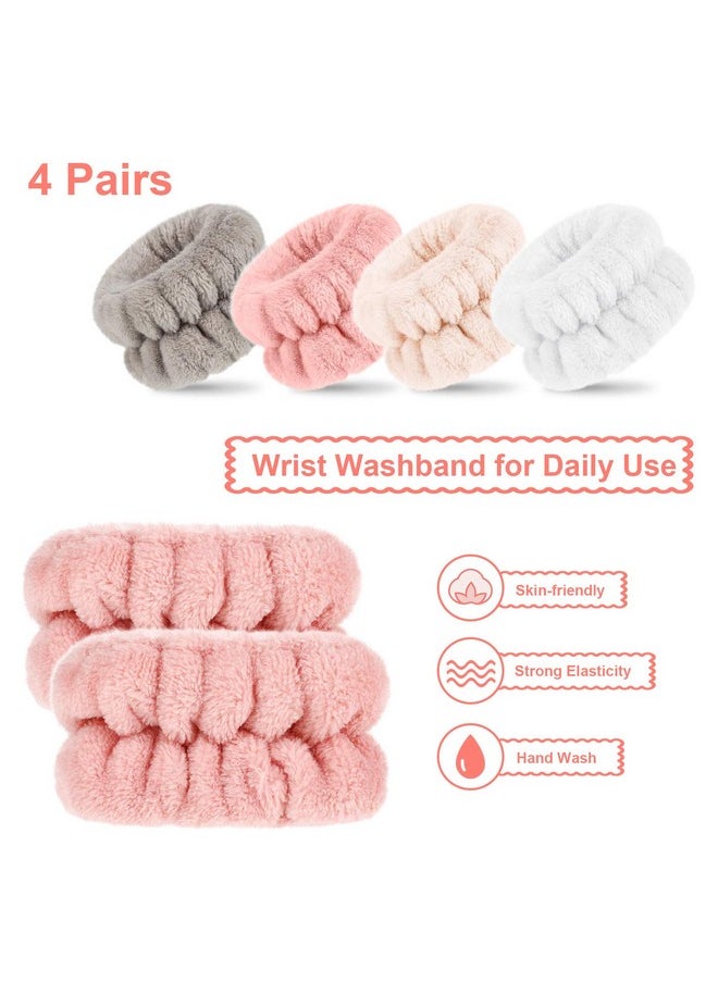 Chuangdi Chuangdi 4 Pairs Wrist Bands for Washing Face Wrist Spa Microfiber Wrist Wash Towel Band Scrunchies Absorbent Wrist Sweatband for Women Prevent Liquid from Spilling(Stylish Colors)  - Image 4