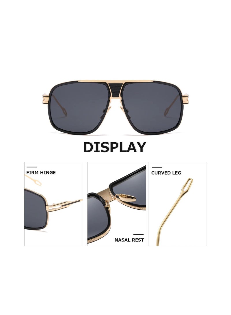 Y&D Sunglasses for Men Goggle Alloy Big Frame Metal Punk Style Shield  - Image 5