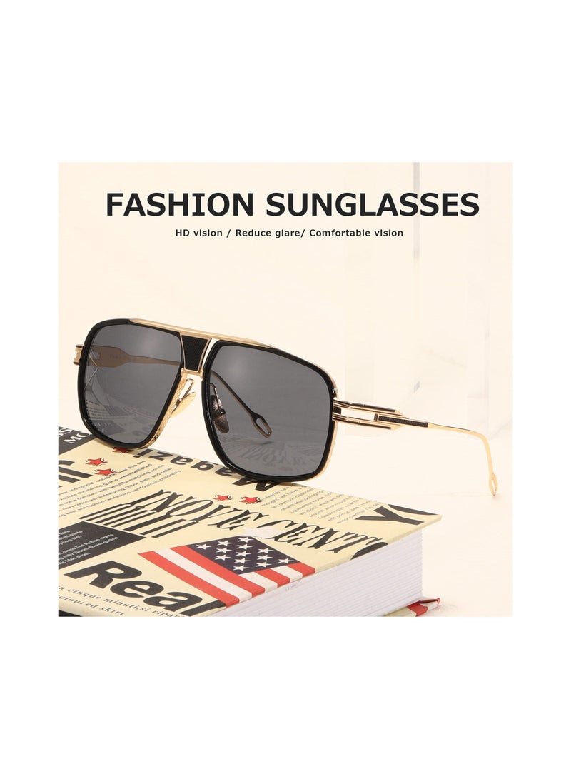 Y&D Sunglasses for Men Goggle Alloy Big Frame Metal Punk Style Shield  - Image 2