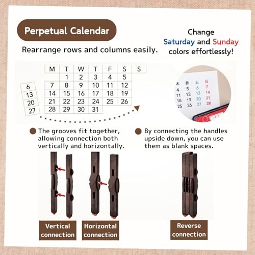 Someie Perpetual Calendar Rubber Stamp Set｜Consolidated Numbers Stamp English GRJ-5ACE，Stamp Pad IROMOYO Traditional Japanese Ink Colour Black (Sumi-Iro) HAC-1-K & Sticky Notes Set - Image 4