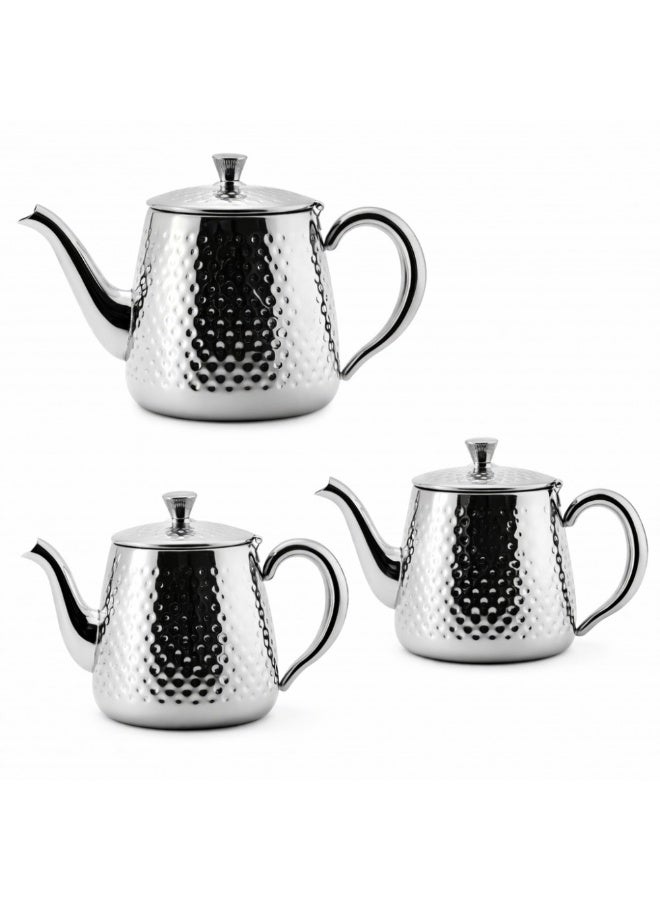 المرحومي ☕✨ طقم أباريق شاي ستانلس ستيل – 3 قطع بتصميم أنيق  فخامة التقديم تبدأ من التفاصيل ✨ - Image 2