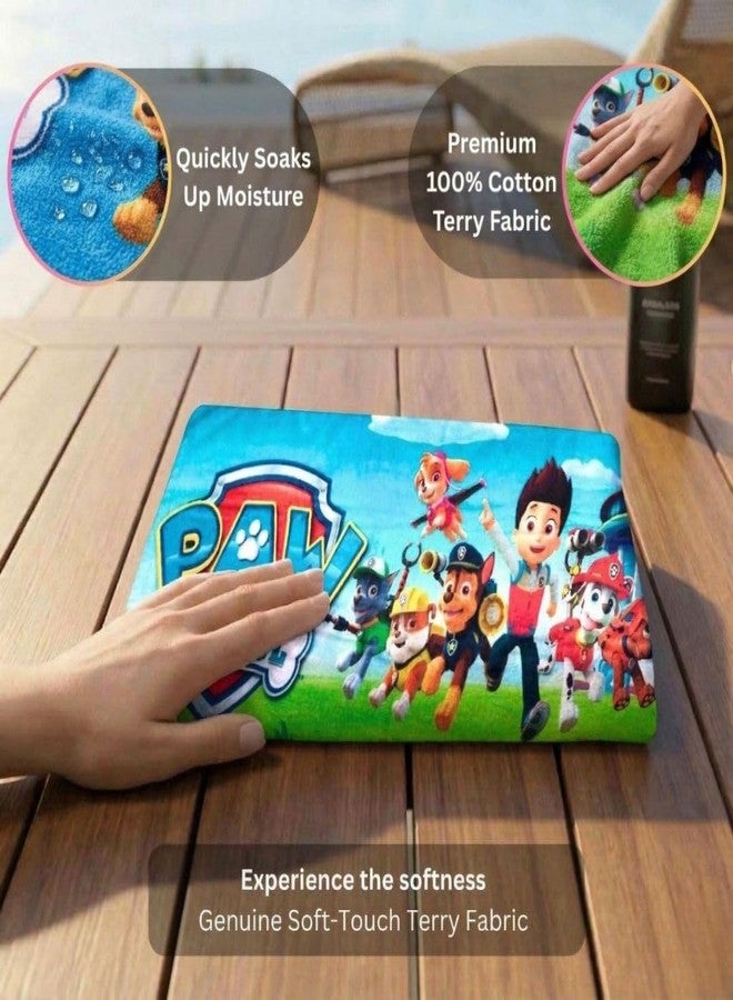 Athom Living Paw Patrol Themed Kids Bath Towel 60x120cm, 350 GSM, Soft & Absorbent, Multicolor, Perfect for Boys and Girls, Fun & Vibrant Design, Package of 2 - Image 4