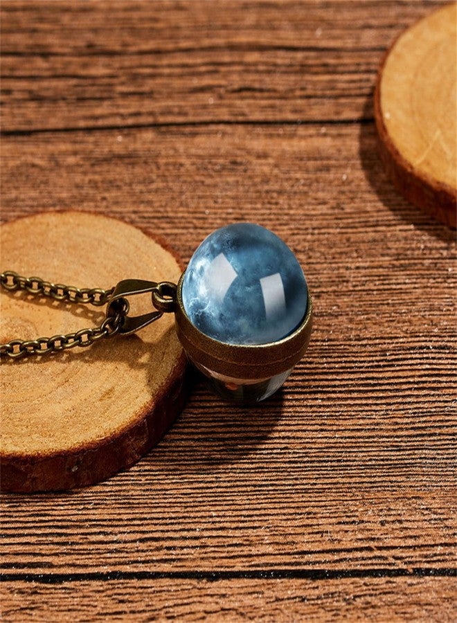 RLHRNDE Universe Galaxy Necklace Solar System The Eight Planets Guardian Star Glow in Dark Double Side Glass Ball Pendent Necklace Fashion Astrology Themed Party Jewelry Gift (Uranus) - Image 3