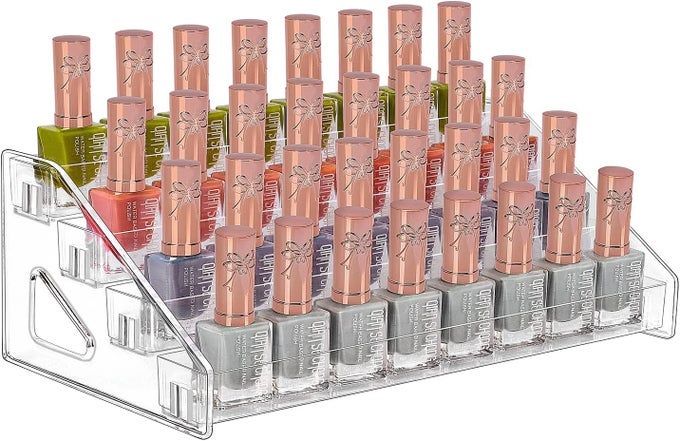 SUNGLASS ORGANIZER, 4-TIER CLEAR ACRYLIC ACRYLIC DISPLAY RACK NAIL POLISH ORGANIZER EYEGLASSES STORAGE ESSENTIAL OIL HOLDER COSMETIC DISPLAY CASE SUNGLASSES EYEWEAR SHELF TRAY