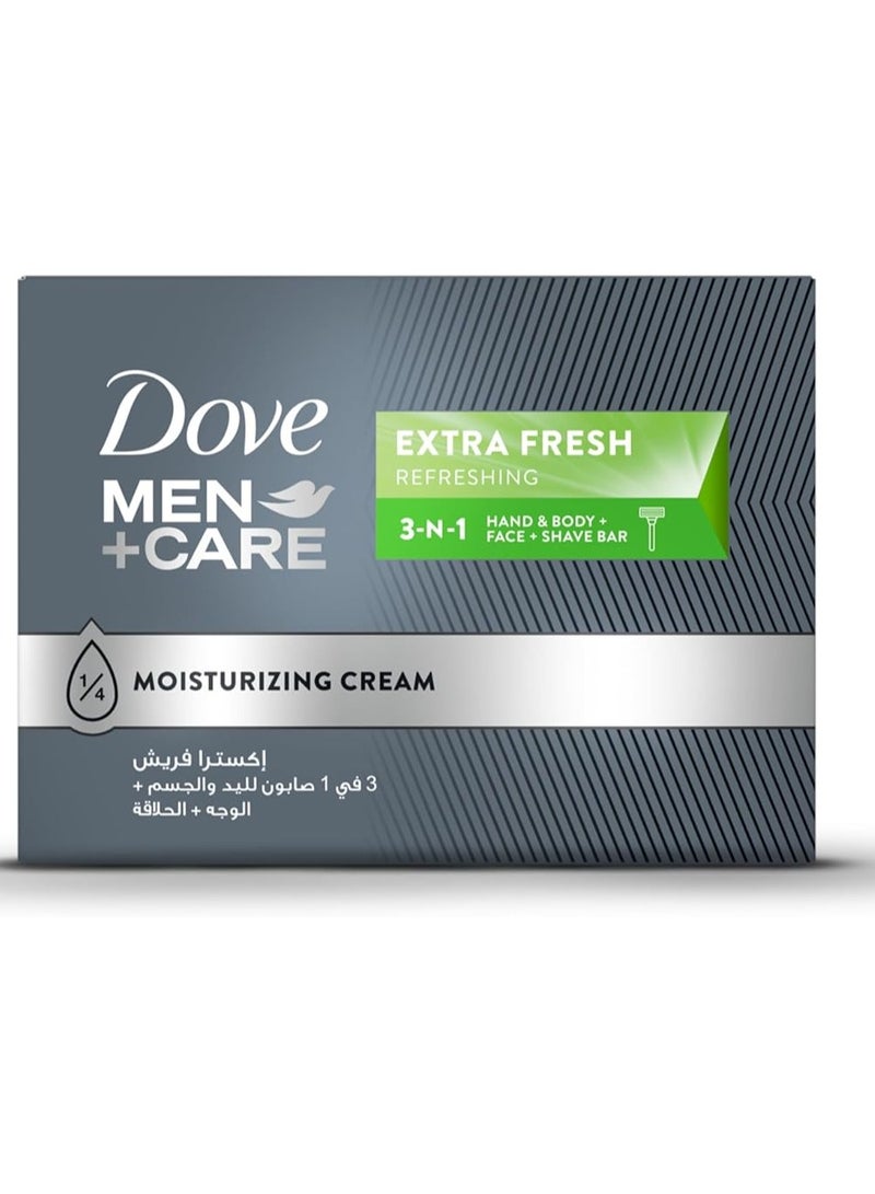 Dove MEN+CARE Refreshing Cleansing Bar, Extra Fresh, 3in1, for Body, Face & Shaving, with Moisturizing Cream, 100g
