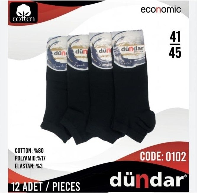 Dündar Men's Combed Cotton Economic Booties Socks - 12 Pieces  - Image 2