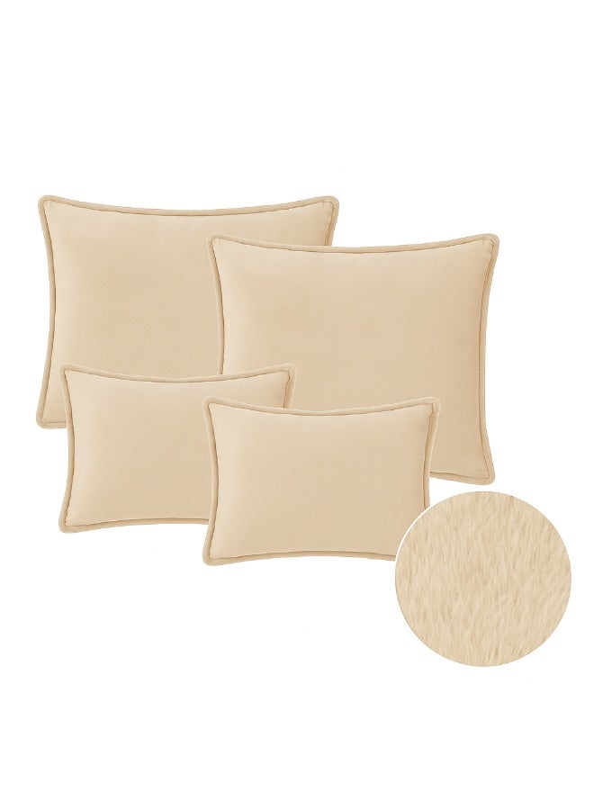 مينج لي مفرش شتوي نفرين نظام وجهين وجه مخمل وجه فرو - طقم مفارش 6 قطع ( 1 لحاف + 1 وشرشف مطاطي + 4 أغطية وسائد ديكورية ) يناسب سرير مقاس 200x200 سم - Image 5