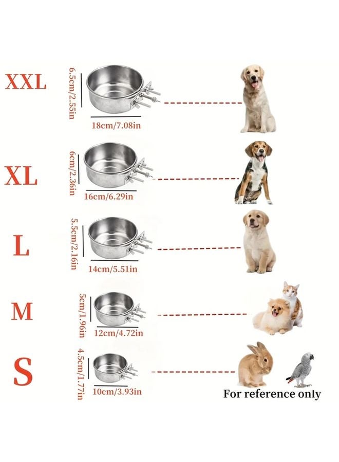 وعاء طعام الحيوانات الأليفة المعلق من الفولاذ المقاوم للصدأ XL - طبق طعام وماء للكلاب والقطط والأرانب والطيور مع تثبيت براغي للقفص - Image 3