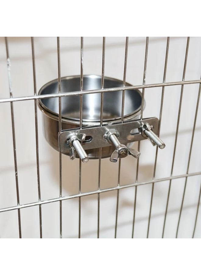 وعاء طعام الحيوانات الأليفة المعلق من الفولاذ المقاوم للصدأ XL - طبق طعام وماء للكلاب والقطط والأرانب والطيور مع تثبيت براغي للقفص - Image 5