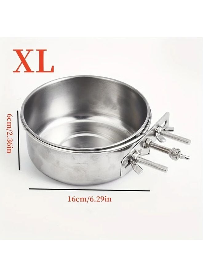 وعاء طعام الحيوانات الأليفة المعلق من الفولاذ المقاوم للصدأ XL - طبق طعام وماء للكلاب والقطط والأرانب والطيور مع تثبيت براغي للقفص - Image 1