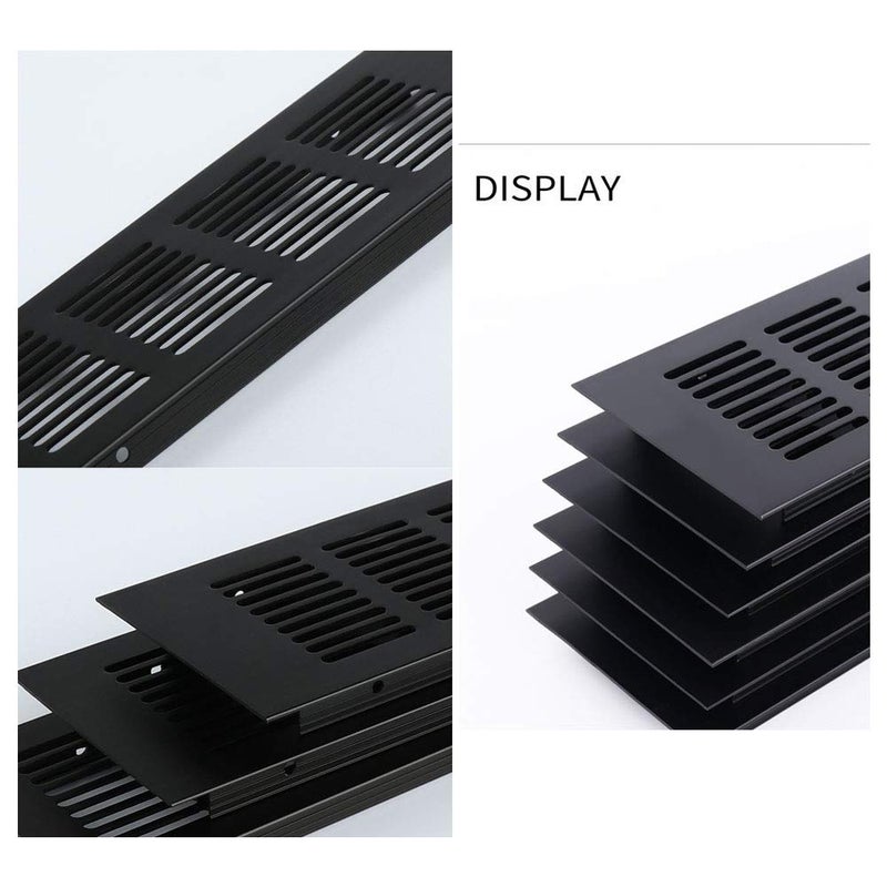 Generic WJUAN 2 Pcs Air Vent Grille Cover, 200 mm Black Square Aluminum Alloy Black Vent Cover for Cupboard Wardrobe Ventilation (Black)  - Image 2