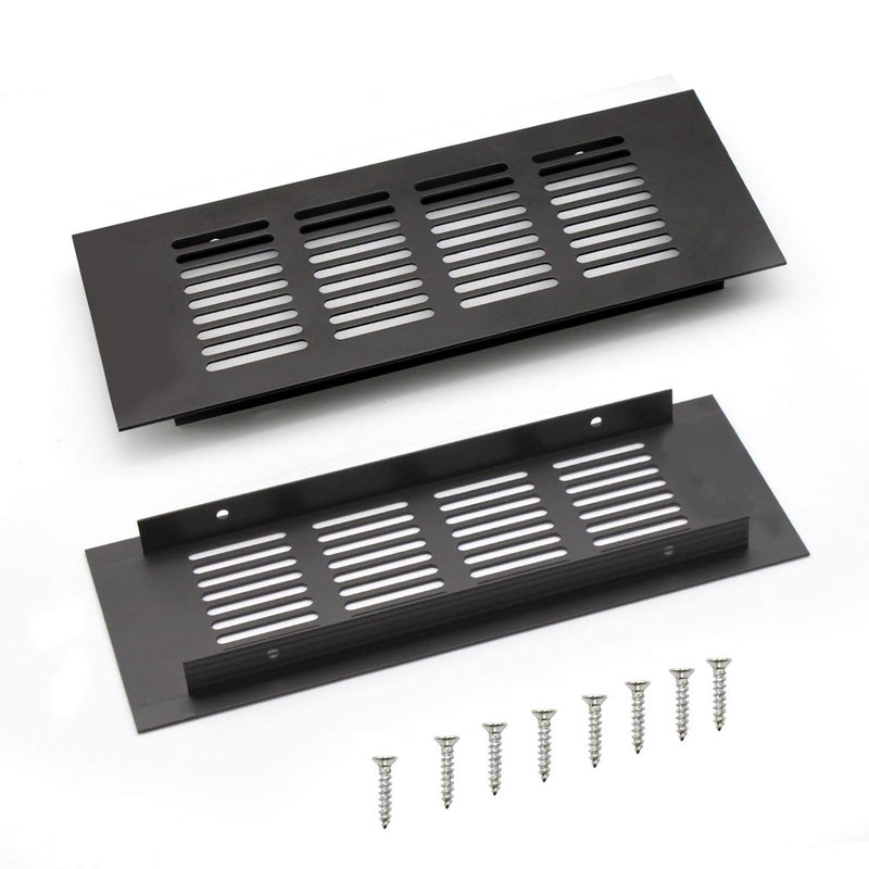 Generic WJUAN 2 Pcs Air Vent Grille Cover, 200 mm Black Square Aluminum Alloy Black Vent Cover for Cupboard Wardrobe Ventilation (Black)  - Image 1