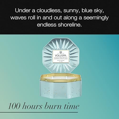 Voluspa Casa Pacifica, 3 Wick Tin Candle, 12 Ounces, 40 Hour Burn Time, Coconut Wax for Clean Burning, Handcrafted in The USA - Image 5