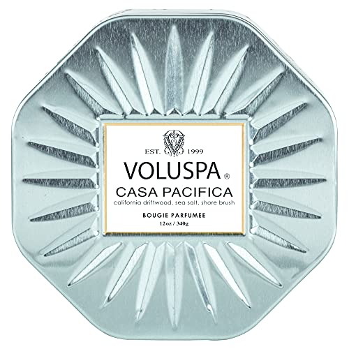 Voluspa Casa Pacifica, 3 Wick Tin Candle, 12 Ounces, 40 Hour Burn Time, Coconut Wax for Clean Burning, Handcrafted in The USA - Image 1