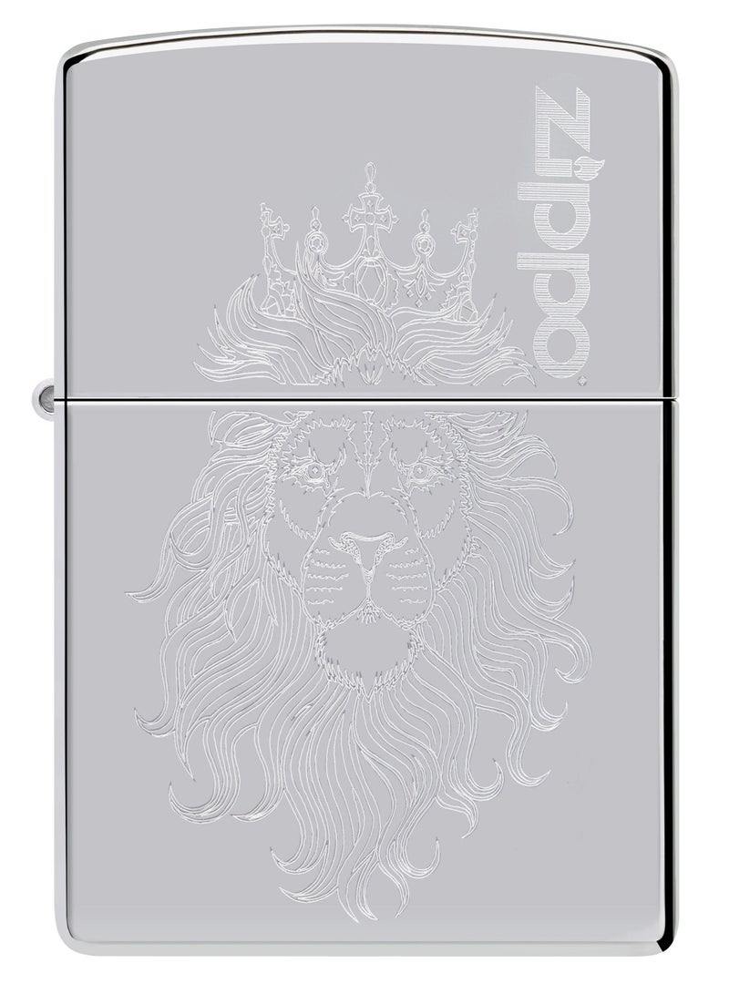 Zippo Ae400879 250 ولاعة مزخرفة بتصميم ليون الأوتوماتيكي بلمسة نهائية عالية اللمعان من الكروم ومقاومة للرياح - Image 2