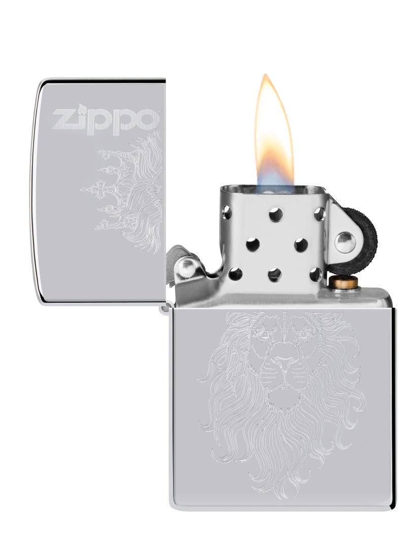 Zippo Ae400879 250 ولاعة مزخرفة بتصميم ليون الأوتوماتيكي بلمسة نهائية عالية اللمعان من الكروم ومقاومة للرياح - Image 3
