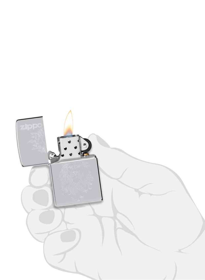Zippo Ae400879 250 ولاعة مزخرفة بتصميم ليون الأوتوماتيكي بلمسة نهائية عالية اللمعان من الكروم ومقاومة للرياح - Image 5
