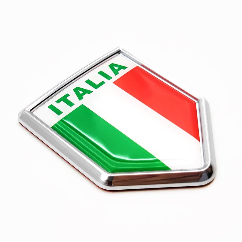 Overdecor Italy Flag Decal Stickers Car Emblem Italian Car Accessories Decorations Chrome Shield Flag Sticker Decals for Cars Truck Vehicles 2 Pack - Image 3