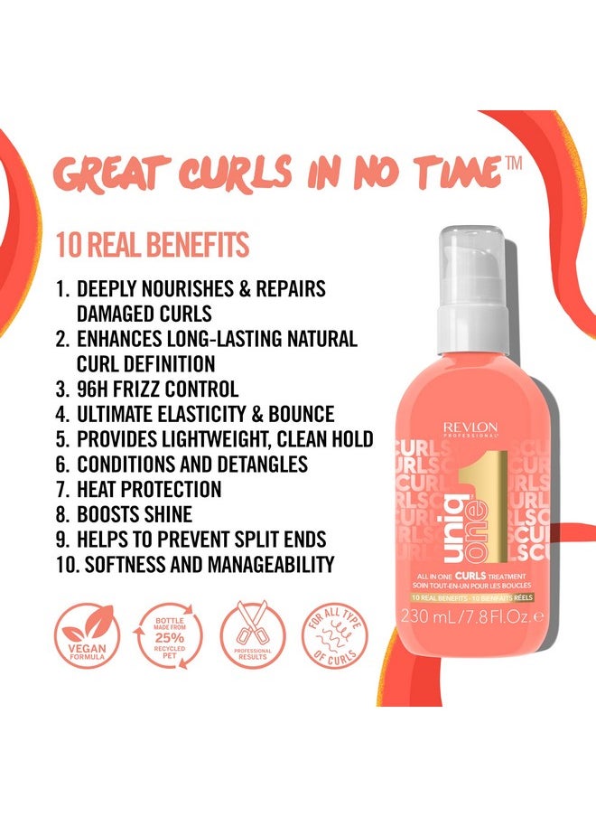ريفلون بروفيشنال - UniqONE REVLON PROFESSIONAL علاج للشعر المجعد يُترك على الشعر - علاج متعدد الفوائد للشعر المجعد والمموج والمتعرج، 7.8 أونصة سائلة (عبوة من قطعة واحدة) - Image 1