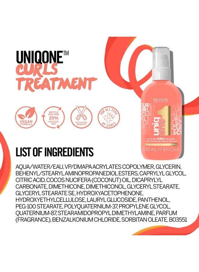 ريفلون بروفيشنال - UniqONE REVLON PROFESSIONAL علاج للشعر المجعد يُترك على الشعر - علاج متعدد الفوائد للشعر المجعد والمموج والمتعرج، 7.8 أونصة سائلة (عبوة من قطعة واحدة) - Image 1
