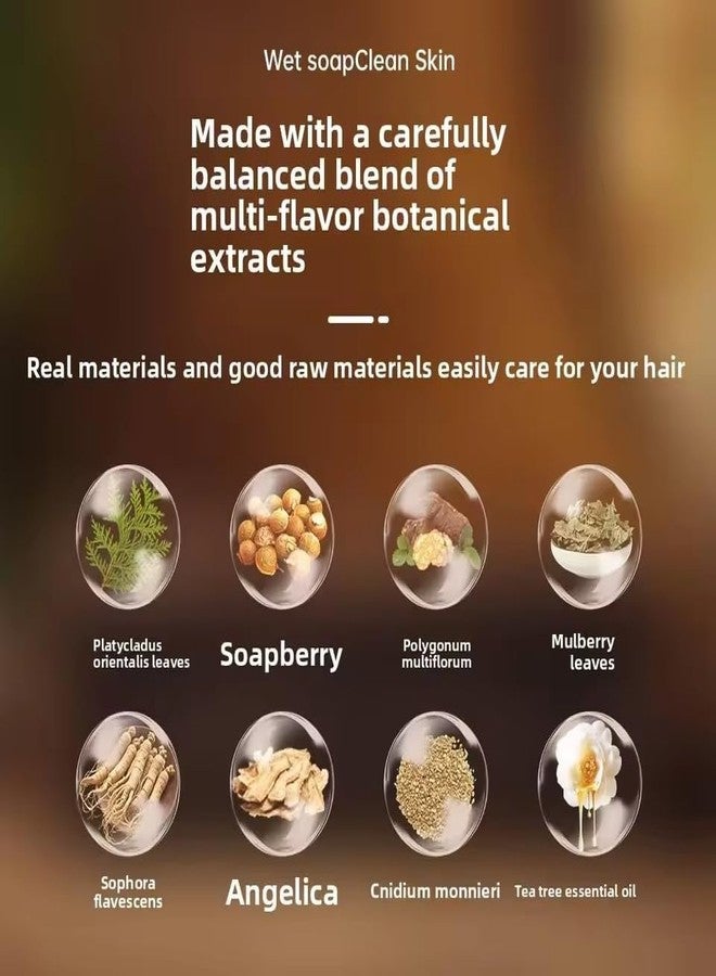 Nature Herbal Seven Green Shampoo Bar, Triangle Shape, Oil Control, Dandruff Removal, Platycladus Usman Grass, 100g - Image 2