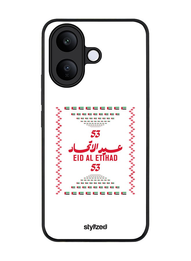 For vivo V60 Lite 5G / V60 Lite 4G Case,Slim fit Camera Protection, Shockproof Thin Phone cover  - Eid Al Etihad 53 National Day Poster Design White