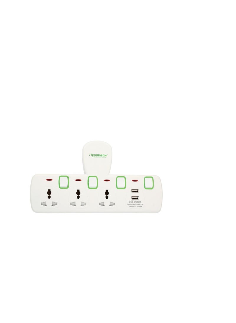 Terminator - Terminator 3Way Multi Adaptor With 2Usb Socket-Tma36u2a - Image 1