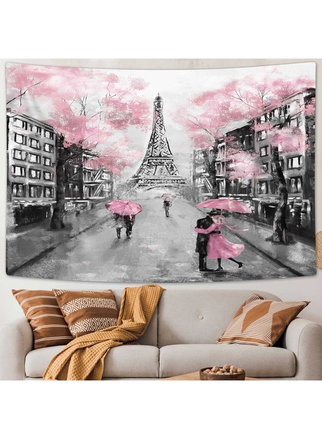 Drgilau Paris Eiffel Tower Tapestry Wall Hanging, Pink Wall Decor Tapestries Eiffel Tower Aesthetic France Romantic Wall Art Tapestry for Woman Teen Girls Bedroom Living Room Dorm - Image 3