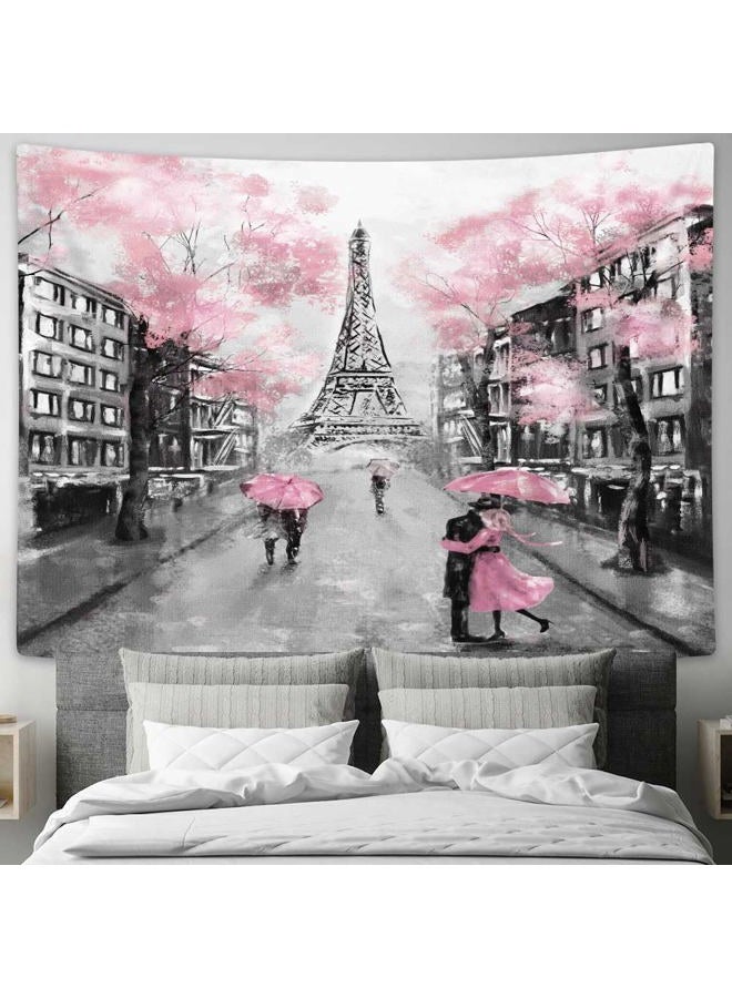 Drgilau Paris Eiffel Tower Tapestry Wall Hanging, Pink Wall Decor Tapestries Eiffel Tower Aesthetic France Romantic Wall Art Tapestry for Woman Teen Girls Bedroom Living Room Dorm - Image 4