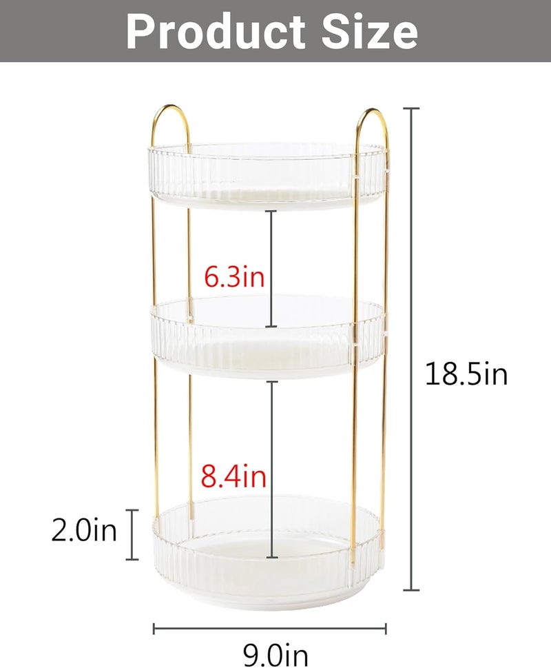 Asayuee 360 Rotating Makeup Organizer,3 Tier Large Capacity Make Up Organizers and Storage,Skincare Perfume Vanity Organizers,Bathroom Cosmetics Storage Organizer Countertop (Clear-3 Tier) - Image 1