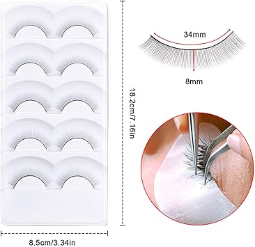 Fodlon 20 Pairs Training Eyelashes Self Adhesive Practice Lashes for Teaching Eyelash Extensions Eyelash Extension Training Kit for Mannequin Head - Image 2