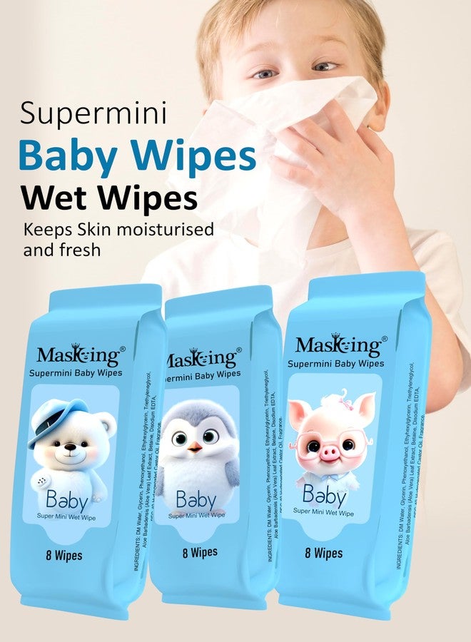 MasKing Super Mini Baby Wet Wipes | Ultra Soft & Skin-Safe | Prevents Rashes & Redness | Hypoallergenic & Safe Travel Size for Babies | Enriched with Aloe vera & Glycerin | Ultra Thick & Nourish Deeply | Pack of 50 ( 400 Wipes ) - Image 5