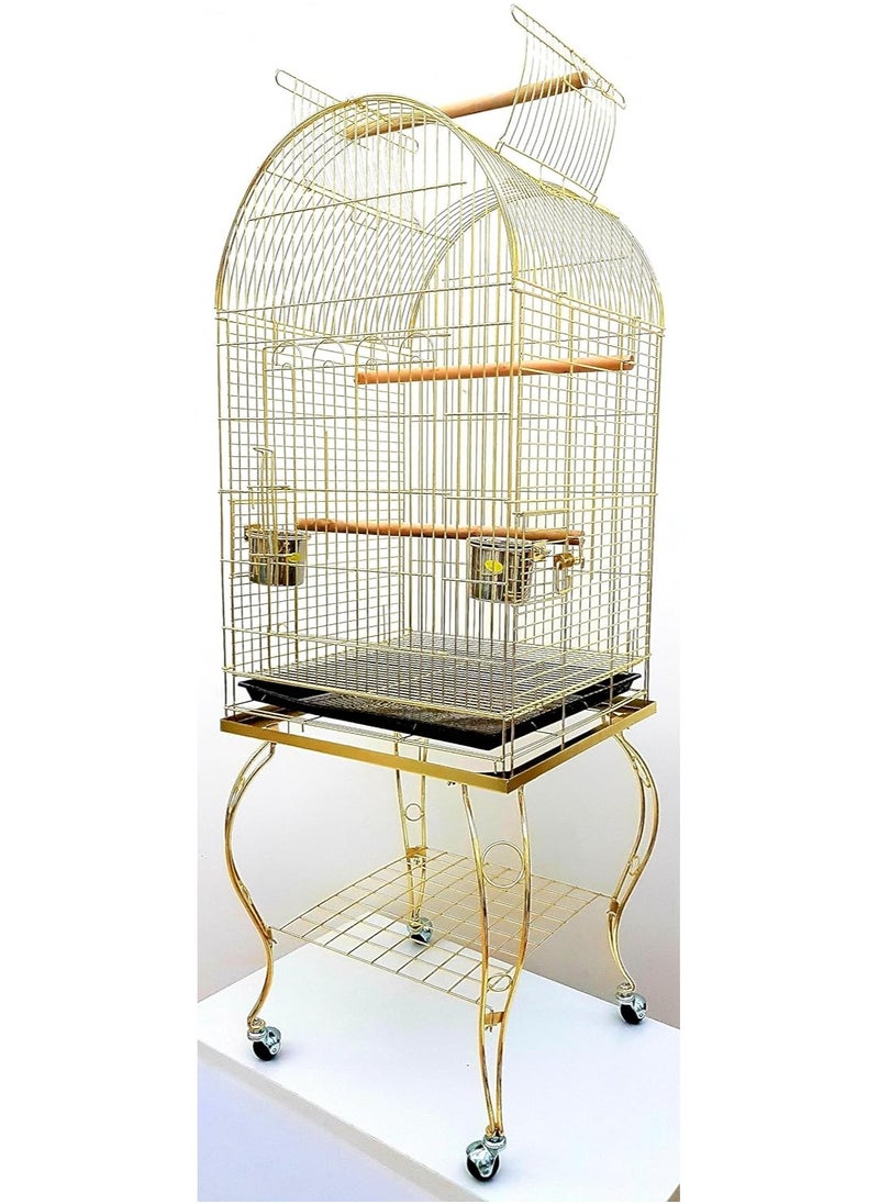 Generic parrot Bird cage with rolling stand 2 wood stick 2 Food Container large with top stand for big parrots such as casco cocatoo,conure,Parakeet,Budgerigar,Fischer Lovebird,cockatiel  - Image 1