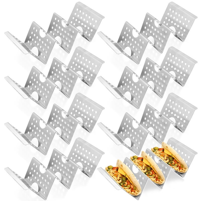Stainless Steel Taco Holders Set Of 8 Oven Safe Rack Stand For Burritos Tortillas Pancakes Serving Tray Organizer - Image 2