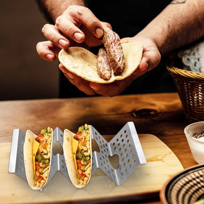 Stainless Steel Taco Holders Set Of 8 Oven Safe Rack Stand For Burritos Tortillas Pancakes Serving Tray Organizer - Image 5