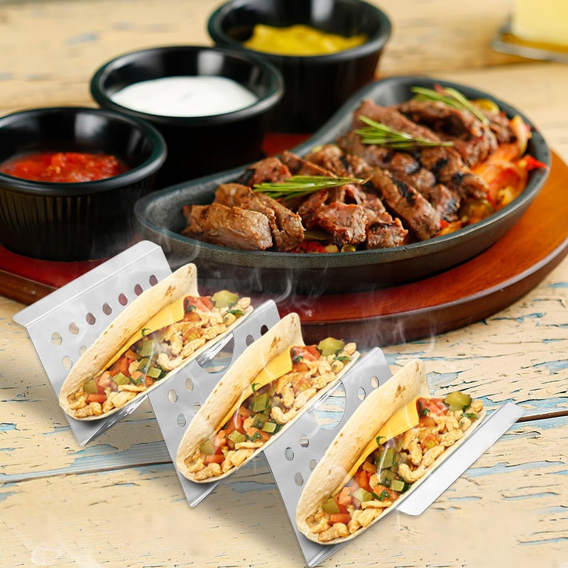 Stainless Steel Taco Holders Set Of 8 Oven Safe Rack Stand For Burritos Tortillas Pancakes Serving Tray Organizer - Image 4