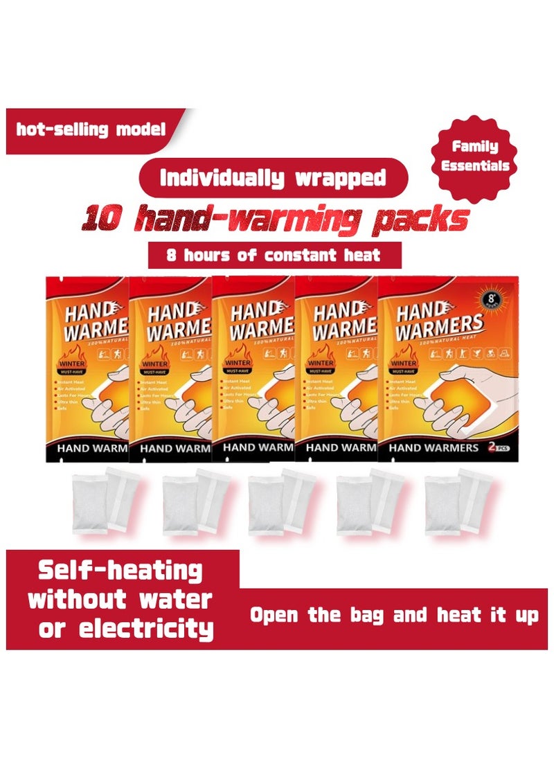 Generic 10/20pcs Long-Lasting 8-Hour Hand Warmers for UAE - Reusable & Portable Heating Pads, Instant Warmth for Winter, Camping, Travel & Outdoor Activities  - Image 1