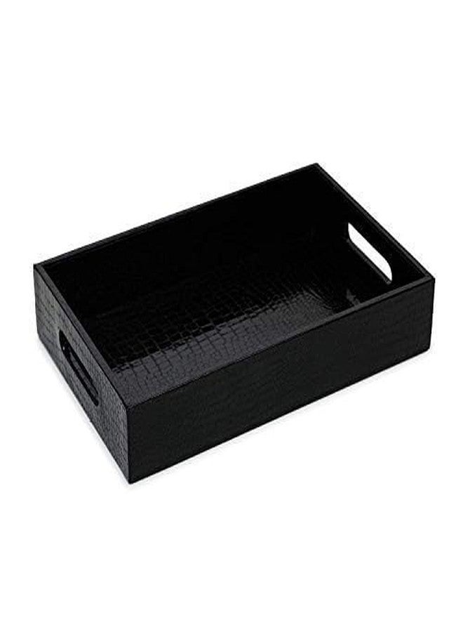 Azyeea Black Leather Rectangular Serving Tray for Dining Table/Parties/Storage/Home Decor (14 X 10x2 inch) - Image 4