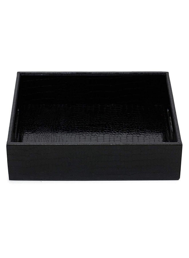 Azyeea Black Leather Rectangular Serving Tray for Dining Table/Parties/Storage/Home Decor (14 X 10x2 inch) - Image 3