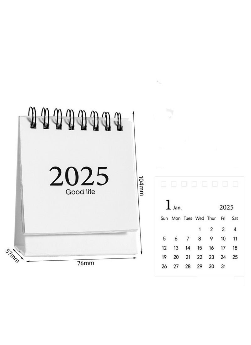 General Mini Desk Calendar 2025, Small Desktop Calendar Mini Daily Schedule Thick Paper Twin-Wire Binding with Stickers for Home Office School (Mini white)  - Image 1
