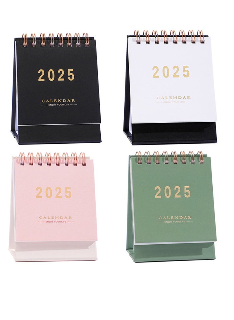 General Mini Desk Calendar 2025, Small Desktop Calendar Mini Daily Schedule Thick Paper Twin-Wire Binding with Stickers for Home Office School (Mini white)  - Image 2