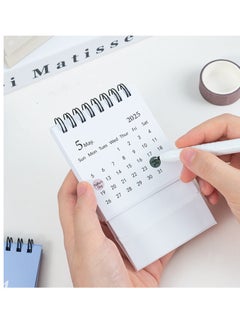 General Mini Desk Calendar 2025, Small Desktop Calendar Mini Daily Schedule Thick Paper Twin-Wire Binding with Stickers for Home Office School (Mini white)  - Image 3