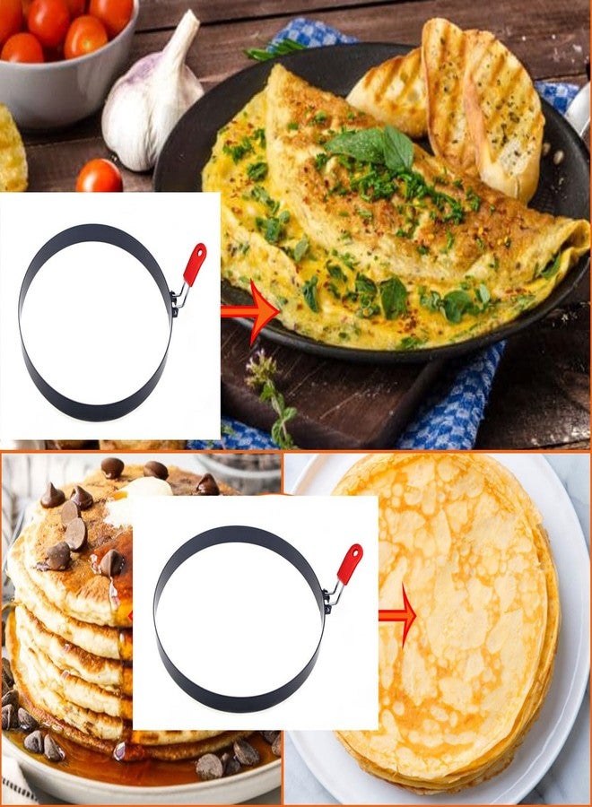 WOWITIS 6 Pcs Professional Egg Ring Pancake Ring Set,8" Large Omelette Ring,6" Pancake Ring,4" Round Egg Ring, Non-stick Stainless Steel Egg Cooking Rings Set for Griddle Frying Eggs with Silicone Handle - Image 2