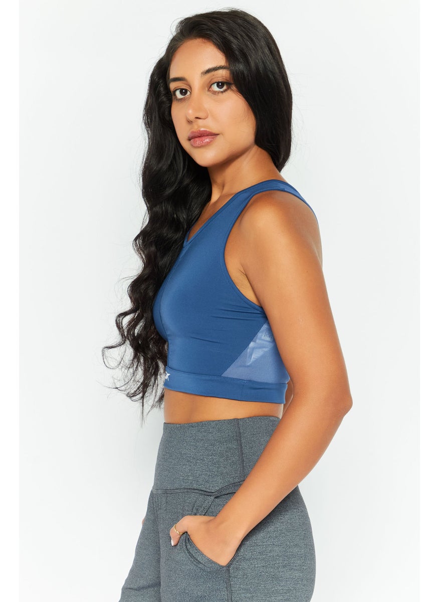 Reebok Women Sportswear Fit Sleeveless Training Top, Blue  - Image 3