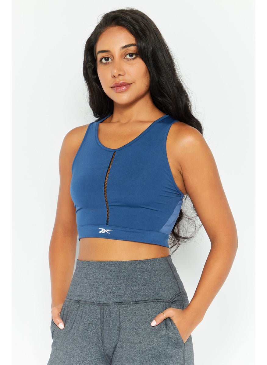 Reebok Women Sportswear Fit Sleeveless Training Top, Blue  - Image 1