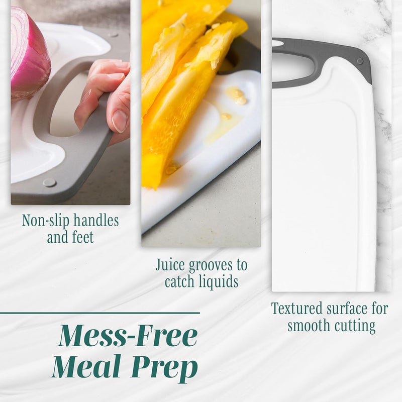 HOMWE Cutting Boards for Kitchen - BPA-Free Chopping Board - Different Sizes & Non Slip Handles - Reversible, Large Cutting Board Set - Unique Gifts for Cooks Who Have Everything - 3-Pack Gray - Image 5