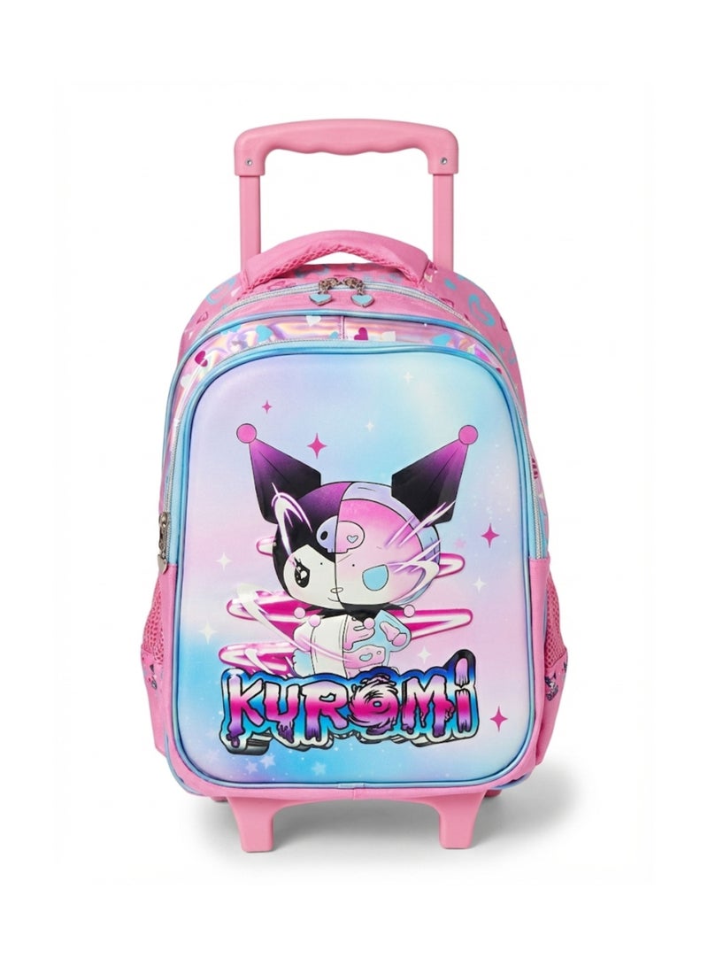 Genaric حقيبة ظهر كيدز كورومي بعجلات مع حقيبة غداء وحقيبة أقلام – وردي، تصميم مدمج، متينة ومريحة للمدرسة - Image 2
