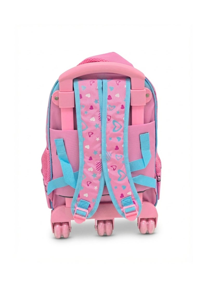 Genaric حقيبة ظهر كيدز كورومي بعجلات مع حقيبة غداء وحقيبة أقلام – وردي، تصميم مدمج، متينة ومريحة للمدرسة - Image 5