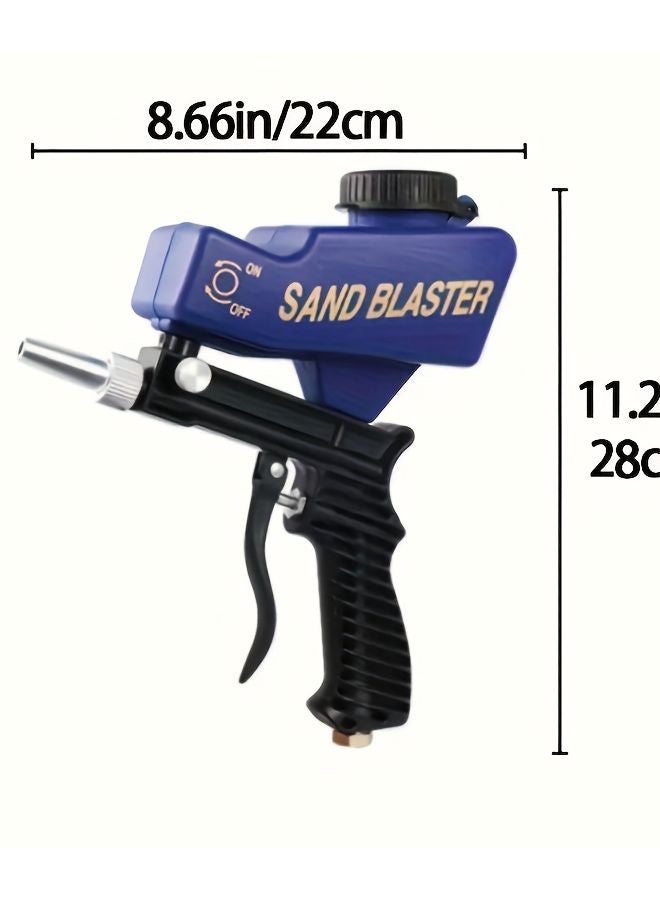 مسدس رمل محمول أزرق بسعة ٦٠٠ سم مكعب لإزالة الصدأ والطلاء من الخشب والمعادن وأعمال السيارات والهوايات - Image 1