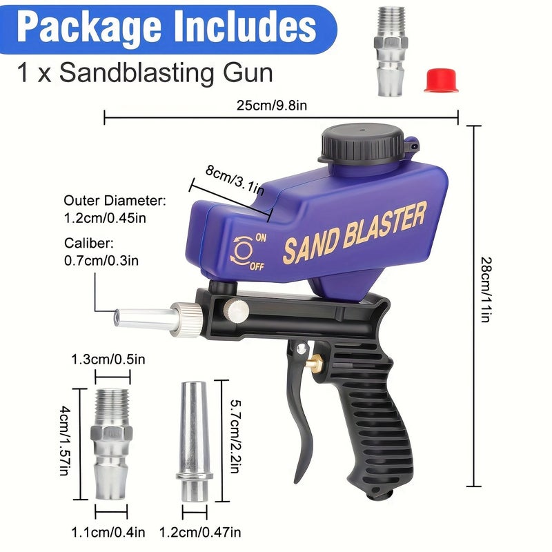 مسدس رمل محمول أزرق بسعة ٦٠٠ سم مكعب لإزالة الصدأ والطلاء من الخشب والمعادن وأعمال السيارات والهوايات - Image 3